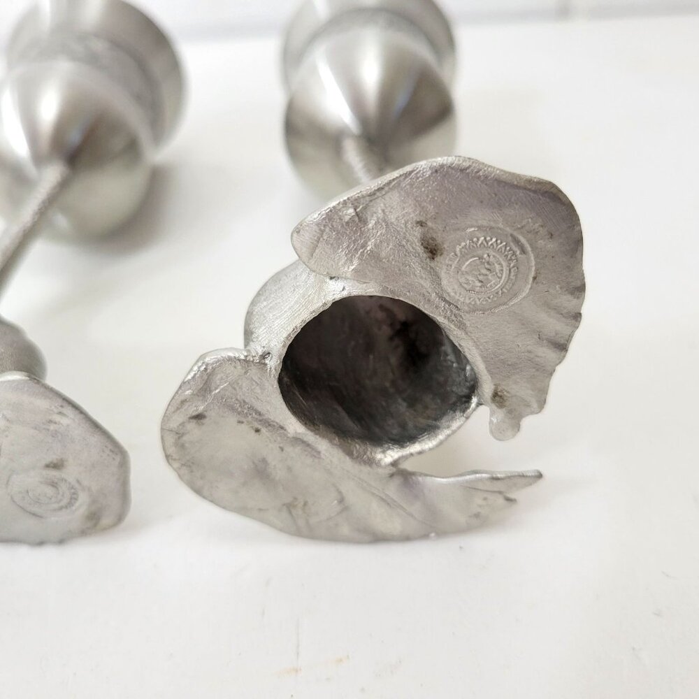 Elephant-Themed Pewter Wine Goblets Pair - Picture 4 of 11